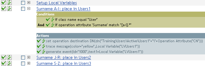 Placement policy for users by last name