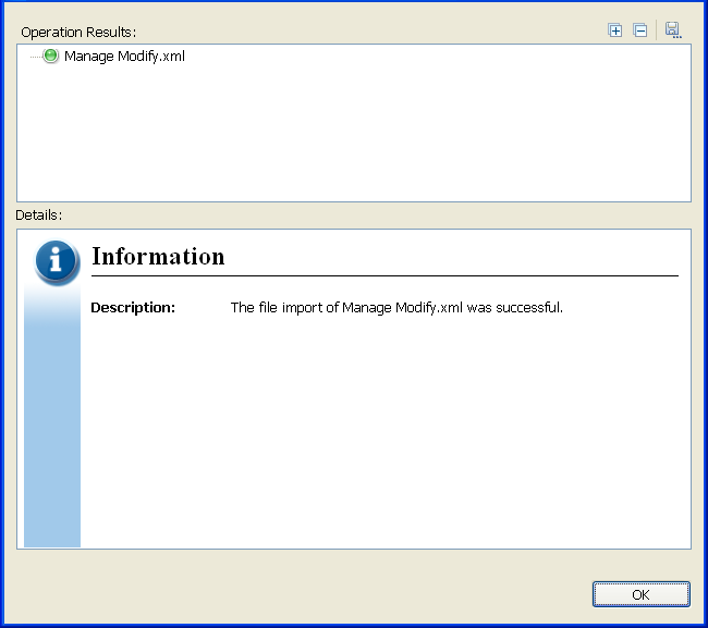 Viewing results in the Import Configuration Results window