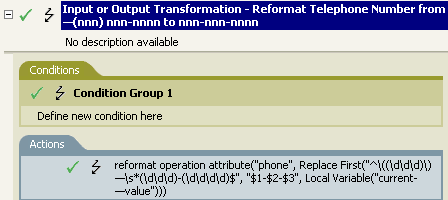 Policy to reformat telephone number