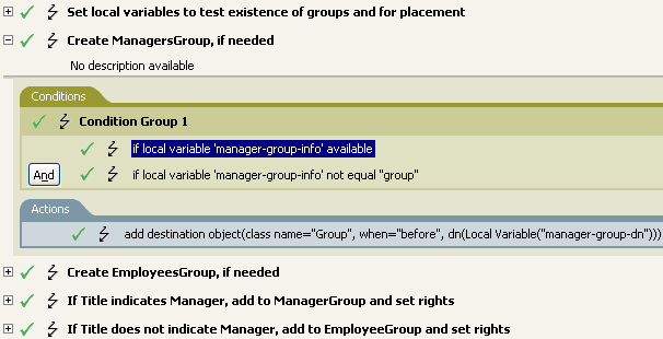 Policy for creating manager group