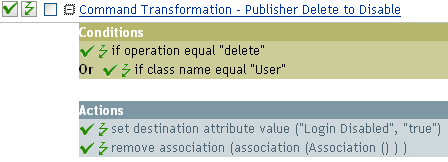 Policy to transform a delete to disable