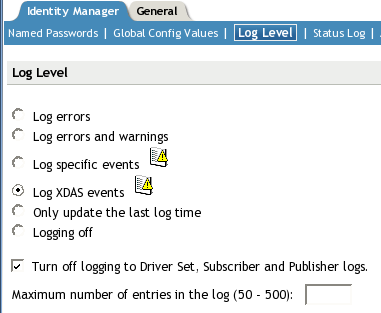 Driver set log levels