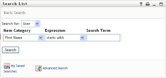 A basic search on the Search List Page