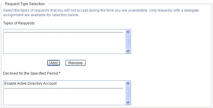 Declined for the Specified Period list