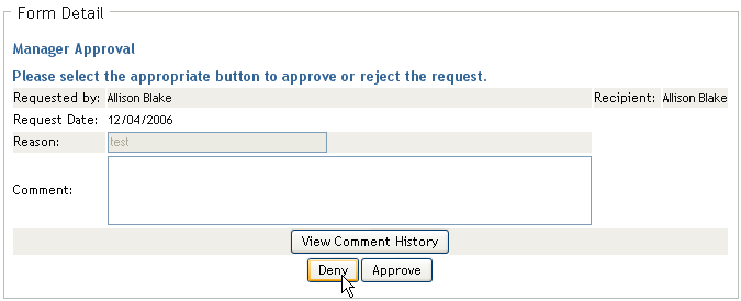 Form Detail page