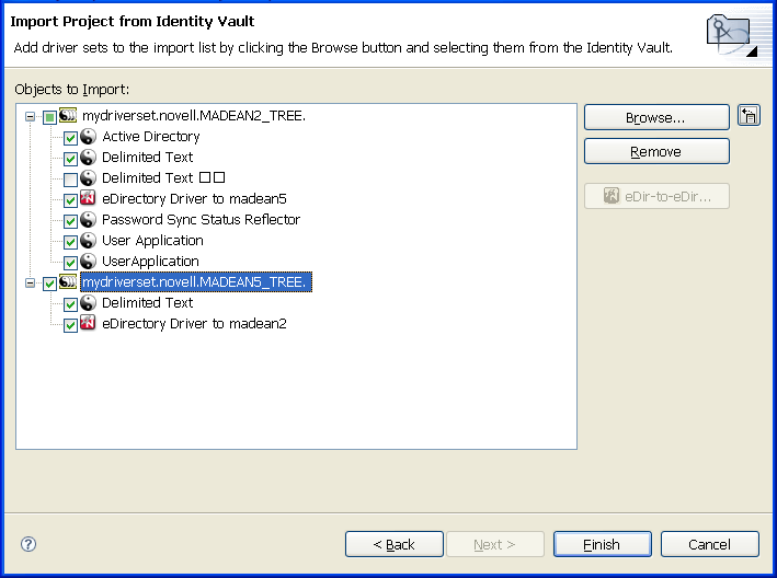 Seeing both corresponding eDirectory drivers