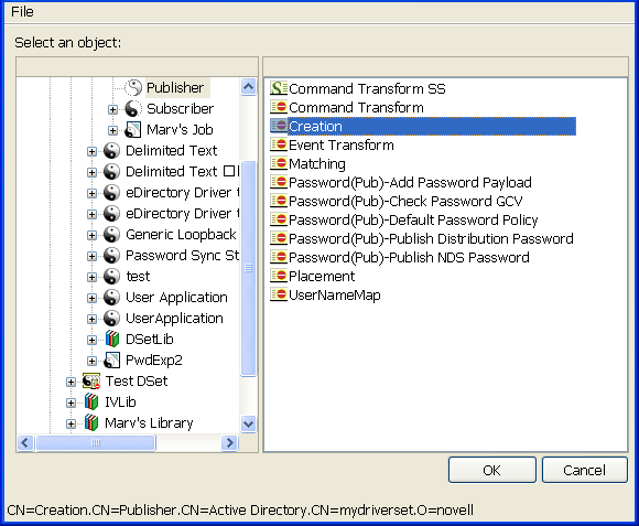 Browsing to and selecting the policy