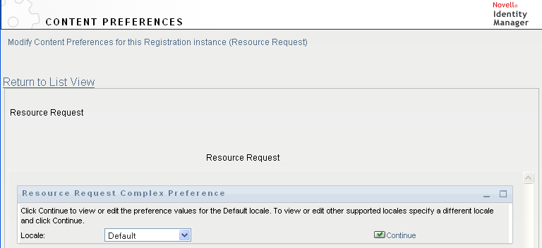 Resource Request Content Preferences box