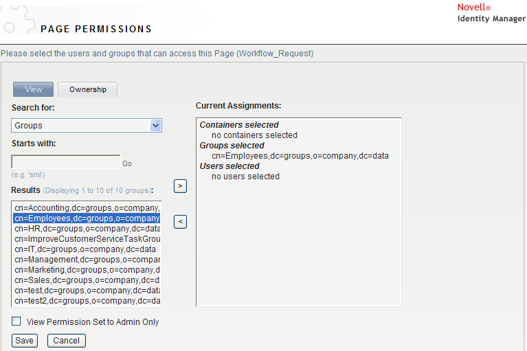 Assigning a group permissions