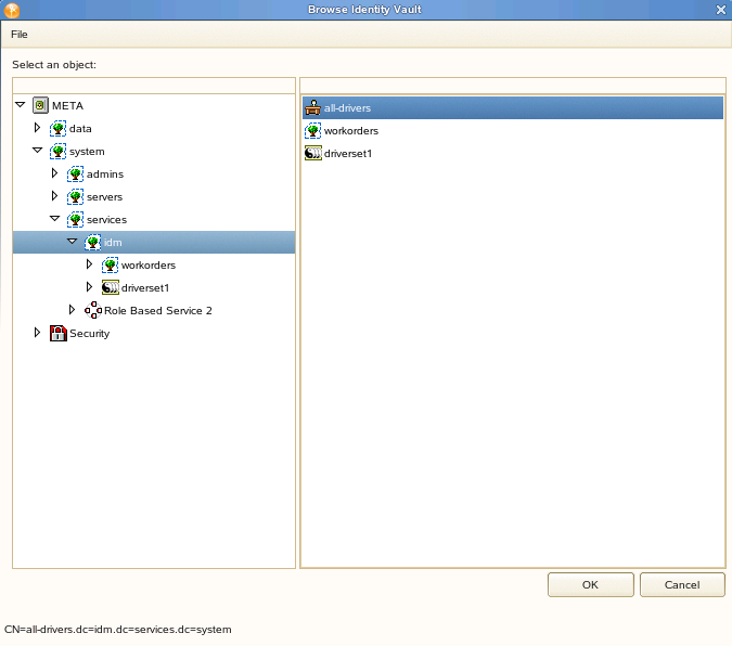 Selecting the Organization Role all-drivers.idm.services.system