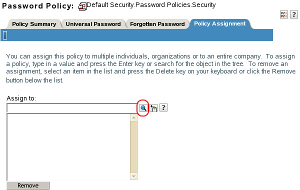 Policy Assignments tab