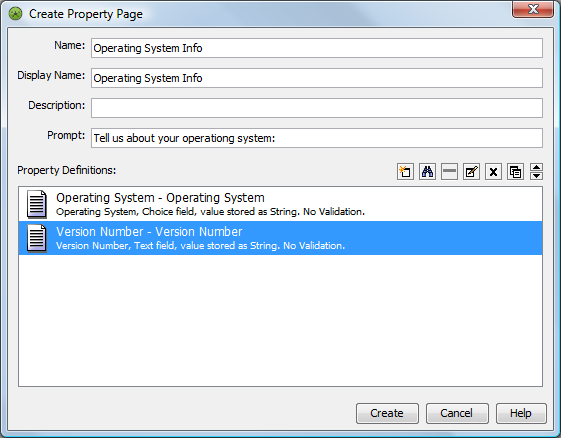 Create Property Page Dialog Box