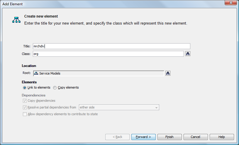 Add Element Dialog Box