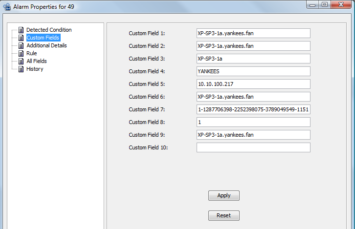 MOM Alarm Properties Dialog
