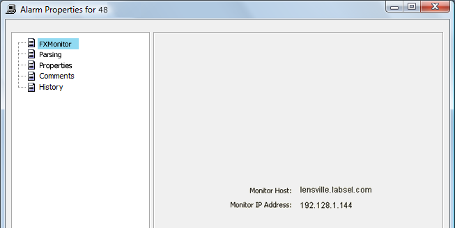F/X Monitor Alarm Properties