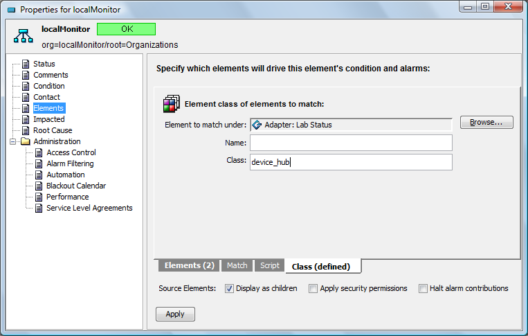 Add Service Model Element View
