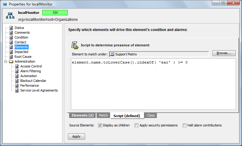 Add Service Model Element View
