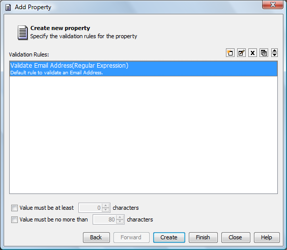 Create Rule Dialog Box