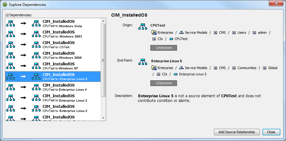 Explore Dependencies Dialog Box
